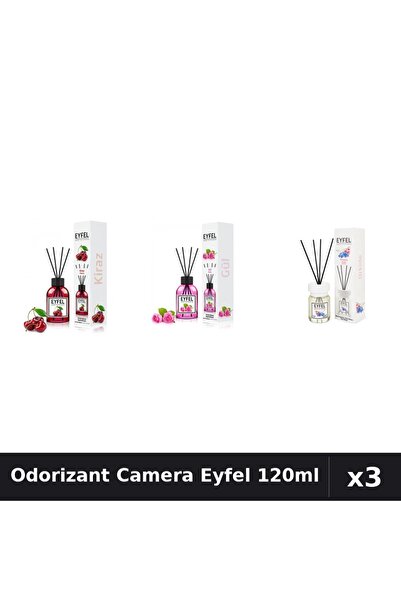 Eyfel Set 3 Odorizant Camera cu Betisoare 120ml - Cirese, Trandafir, Orhidee