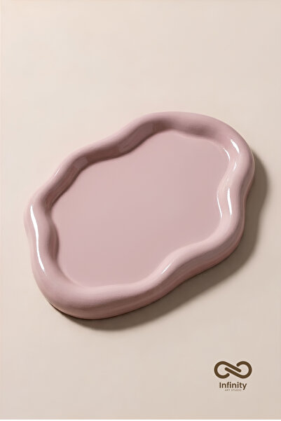 Infinity Art Studio Mineral Beton Dalgalı Bulut Tabak Dekoratif Tepsi • Verni...