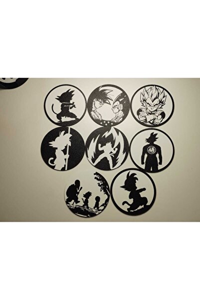 3D Layshop 9-Piece Legendary Anime Warriors Coaster Set with Stands - Black a...