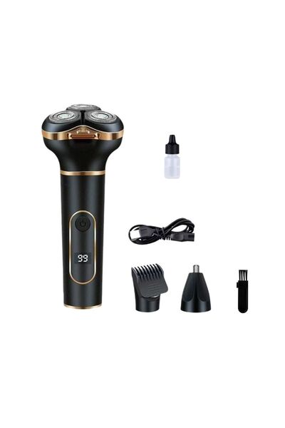 idei 3-in-1 Shaver with Digital Display, Rechargeable, Black and Gold, Comple...