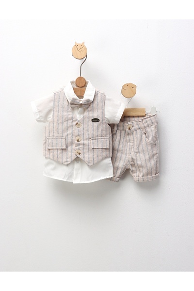 MiniKids Set elegant 4 piese din in crem-bleu