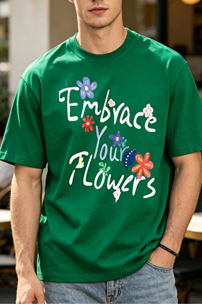 Fleck تي شيرتات كاجوال للرجال بتصميم "Embrace Your Flowers" تي شيرتات مطبوعة ...