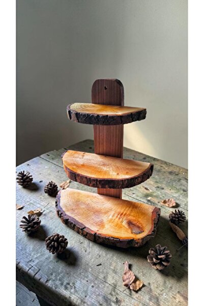 precious Redwood Natural Wood Wall Shelf 3-Tier Decorative Organizer Shelf Ha...