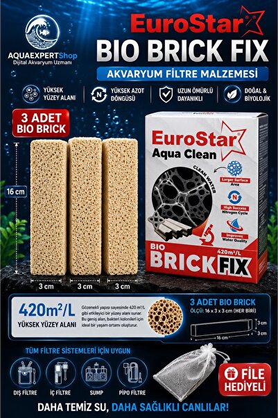 EuroStar Akvaryum Filtre Malzemesi - Bio Brick Fix 500 ML - Güçlü Bakteri Tut...