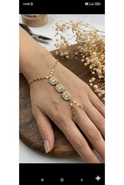 FOR YOU TAKI by Ezgi Women's Gold Color Baguette Stone Steel Şahmeran