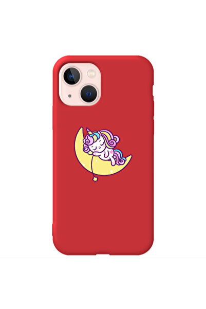 Other Apple iPhone 13 Sleeping horse Red Colored Silicone TPU Θήκη