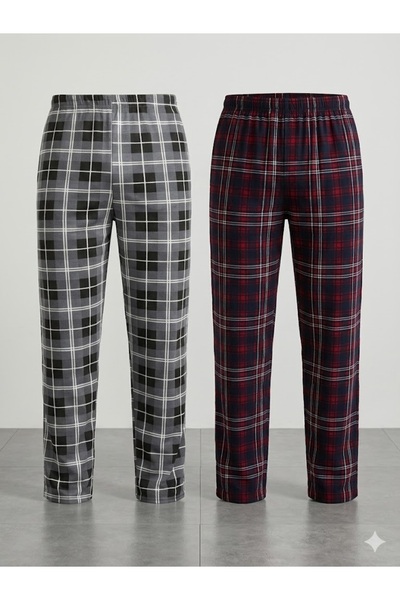 Serena Pantaloni de pijama barbat big size 2 piese/set - multicolor