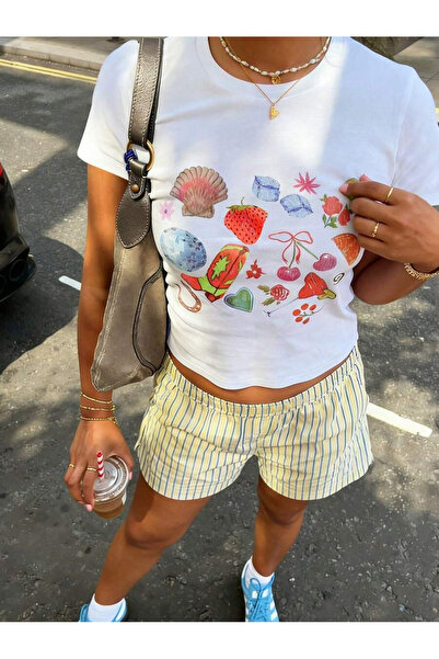 OVER HEAD Tricou crop cu imprimeu Girl's Joy