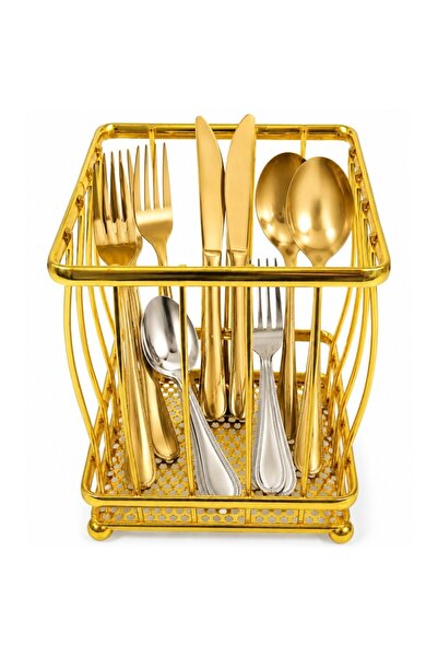 PUFO Golden metalic holder for kitchen utensils and accessories, elegant orga...