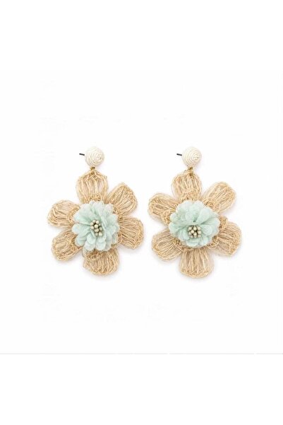 neslyaccessories Ultra light mint straw flower earrings