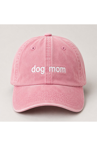 WeavedCo "Dog Mom" Minimal Embroidery Vintage Washed Baseball Cap