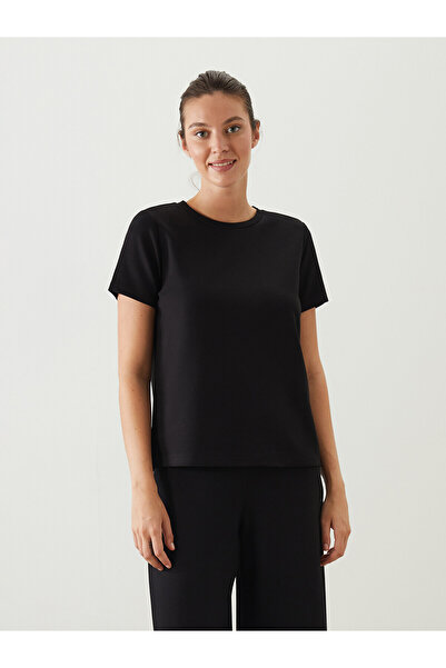 LC Waikiki Nevavm Women's T-Shirt with Oval Collar and Difference