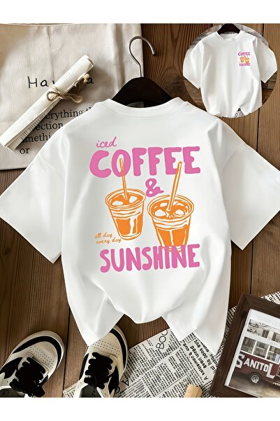 121 Women's Summer Fashion Short Sleeve Front and Back Print T-Shirt Coffee P...