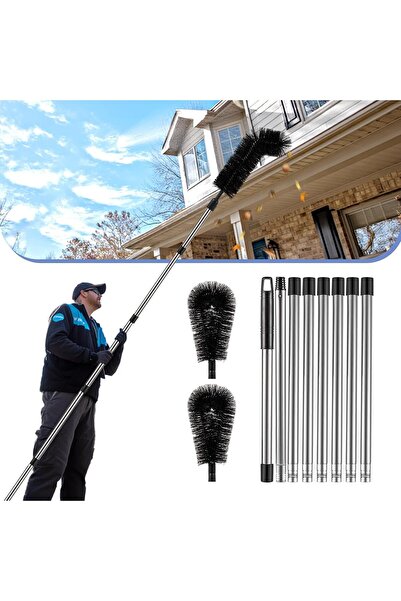 Arabest Gutter Cleaning Tool,10.5FT Long Adjustable,Ladder-Free,with Brush,fo...