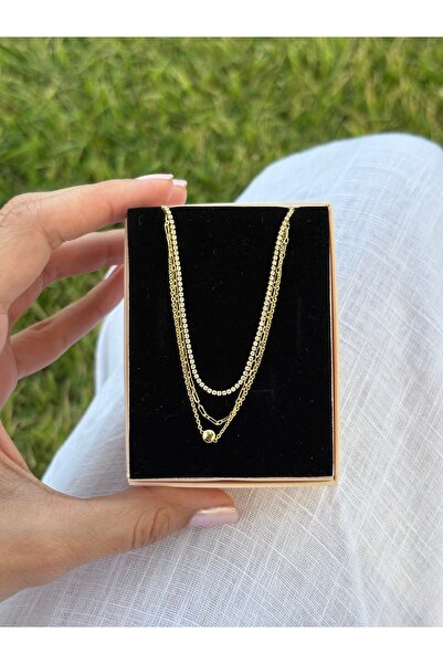 Emine seker jewelry Kadın Gold Zincir Detaylı Kararmaz Halhal