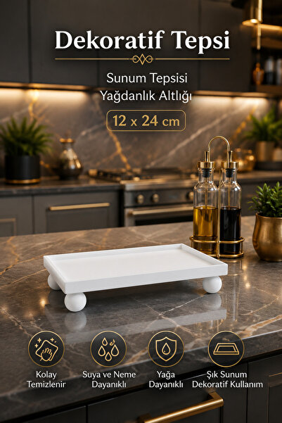 lufen deco Marble Patterned Concrete White Oil Pot Base Presentation Tray 12X...