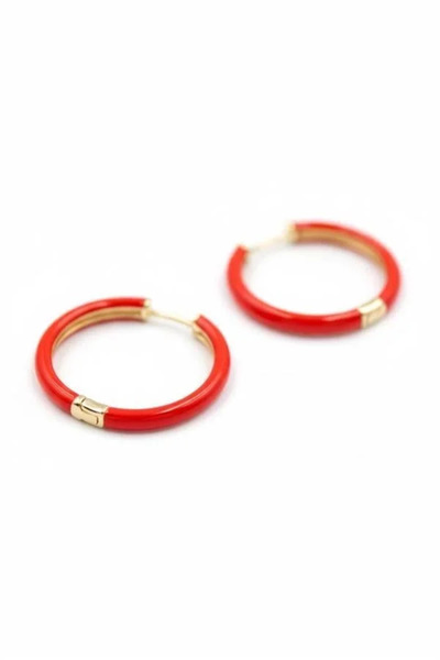 Marsilyan Nvdn- Ieg - Enamel Hoop Earrings - Red Iegrs-Nvdn1