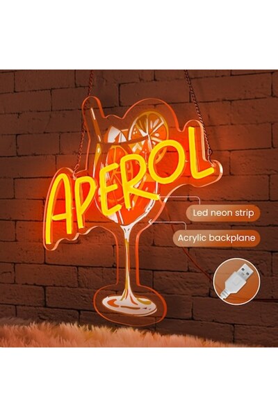 XMONDO Semn neon LED Aperol Spritz, lxmoneon, Reglabil prin USB cu 5 nivele, ...