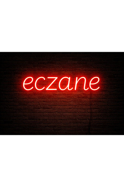 Prime Neon Eczane Yazısı Neon Tabela Kırmızı Renk 70 Cm Adaptör Dahil