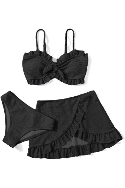 Arshiner Girls 3 Piece Bikini Set with Tie Front and Skirt Swimsuit for Girls...