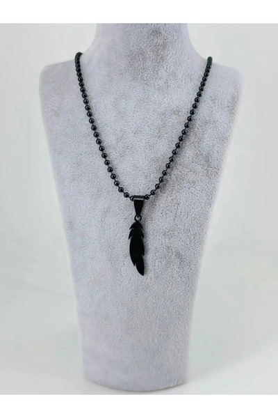 Marsilyan Nvdn- Ieg - Feather Figured Steel Men's Necklace Iegrs-Nvdn1