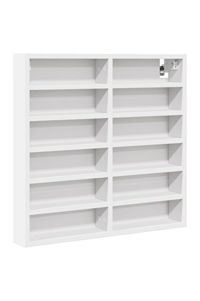vidaxl Dulap cu vitrină, alb, 60x8,5x58 cm, lemn prelucrat