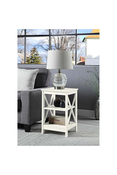 Poyraz Furniture Accessory Saklama Alanlı Yan Sehpa, Çift Raflı, Salon, Antre...