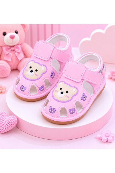 Superbaby Pink sandals with peepers - Cute Bear