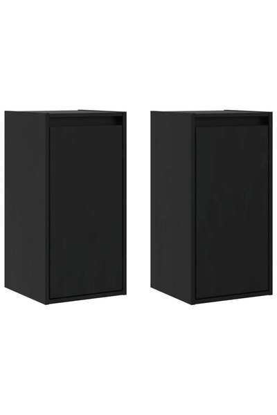 vidaxl Dulapuri de perete, 2 buc., negru, 30x30x60 cm, lemn masiv pin