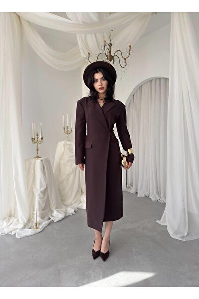 Caddebostan Moda Women's Blazer Jacket Dress Double Breasted Lapel Stylish Of...
