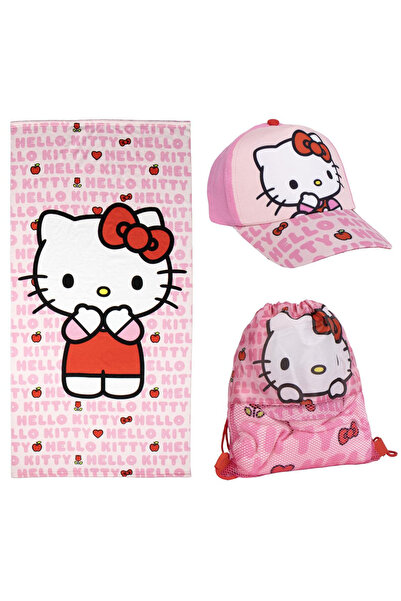 Hello Kitty towel, sports bag and cap set 140x70cm Pink