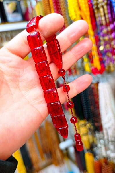 Vip Kehribar Sallamalık Balık Zaza Tesbih - Red Fossilized Powdered Amber Fis...