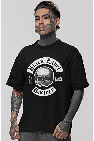 SEVBANO Tricou oversize unisex cu imprimeu Black Label Society Rock Metal Mus...