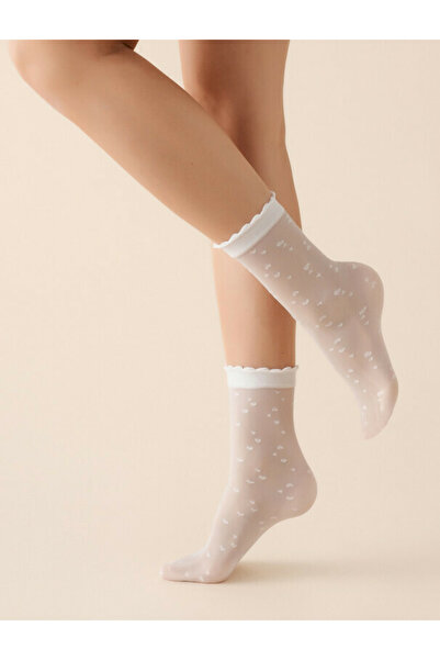 sosetaria White lycra socks with hearts Gabriella 710 Lovie 20 den