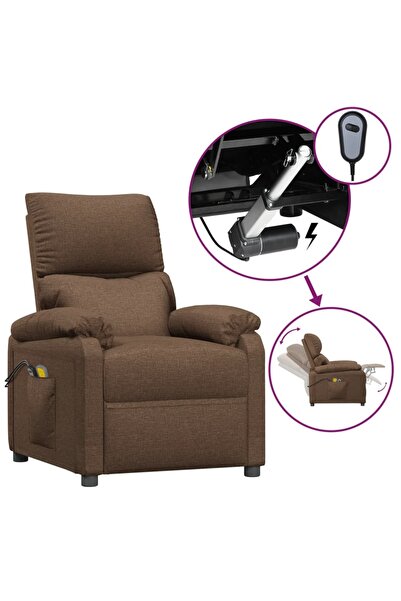 vidaxl Fotoliu de masaj electric, maro, material textil