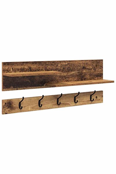 vidaxl Răcător de paltoane montat pe perete Lemn vechi 90 x 15 x 36 cm
