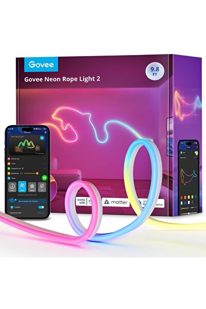 Govee Neon Halat Işık 2, RGBIC Neon LED Şerit 3m, Şekil Haritalamalı, DIY Tas...