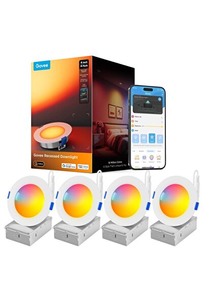 Govee Smart LED gömme spot ışıklar 11W, RGBWW gömme ışıklar 120 mm kısılabili...