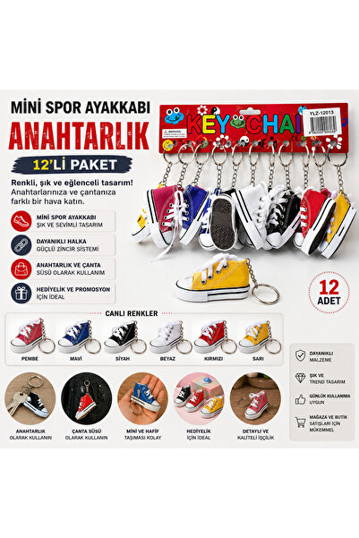 1DepoBu 12’li Mini Spor Ayakkabı Anahtarlık – Renkli Sneaker Model Anahtarlık...