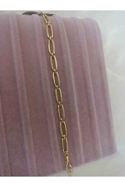 inci çelik aksesuar Oval, Stone Detailed Steel Bracelet