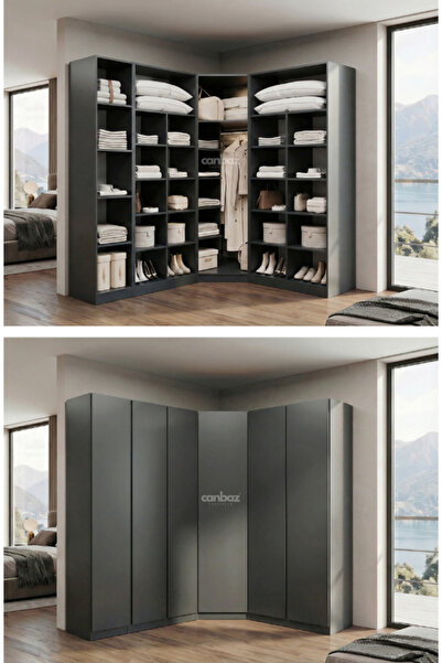 CANBAZ FURNİTURE Mira modüllü köşe 6 MDF kapaklı %100 MDF (KURULUM DAHİL)