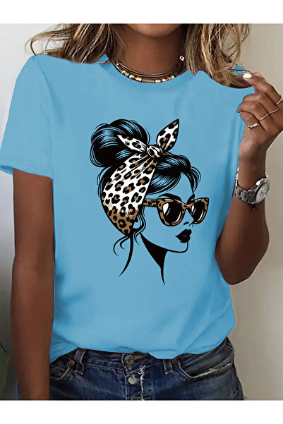 Deocept Women's Mix Printed Crew Neck Regular Fit T-Shirt