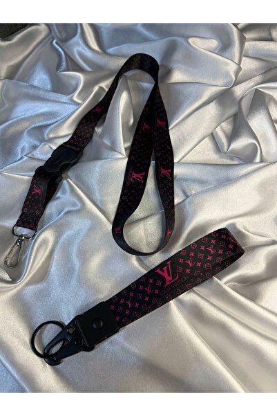 CEBECİOTO Black with Pink Pattern Keychain and Neck Strap Set Quality Auto - ...