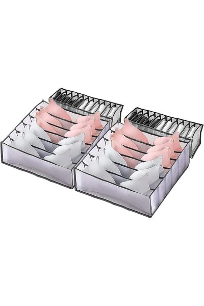 Arabest 4-Piece Underwear Organizer,Foldable Drawer Divider Bins,6 & 7 Compar...