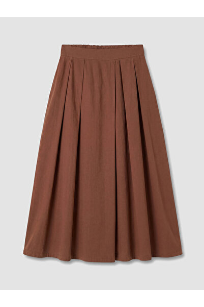 LC Waikiki Brown Loose Fit Women's Pleated Trouser Skirt