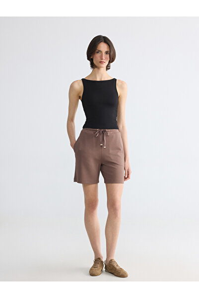 LC Waikiki Özmarka New Season Brown Elastic Waist Soft Touch Women's Shorts