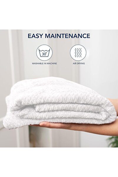 Dreamzie Pătură decorativă pentru canapea cu model chevron și atingere moale 220 x 270 cm - Alb