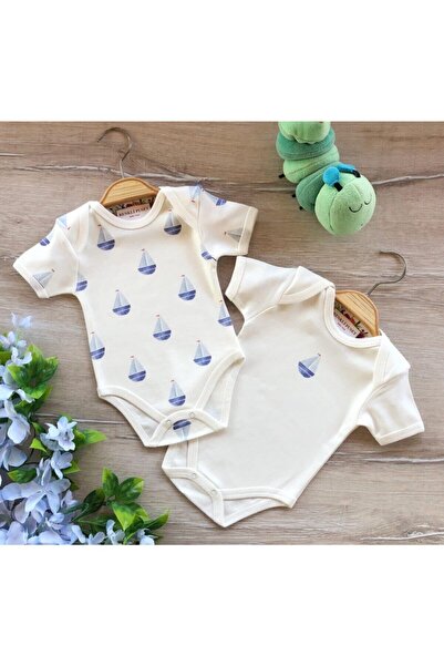 Renkli Puset 2-Piece Cotton Baby Short Sleeve Bodysuit Set Sailing