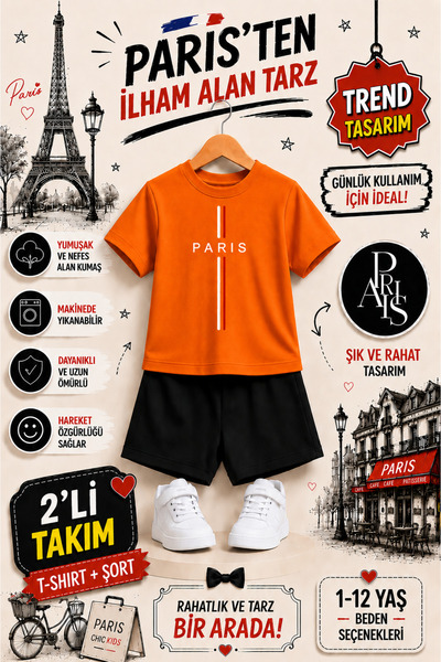 OVERMAX Paris Printed Chic Kids Premium Set – Paris-Inspired Style |   2-Piec...