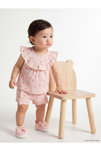 LC Waikiki Ecru Floral Baby Girl Set